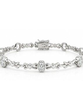 Created 6.30 Cts W/Sapphire Bracelet Solid .925 Silver